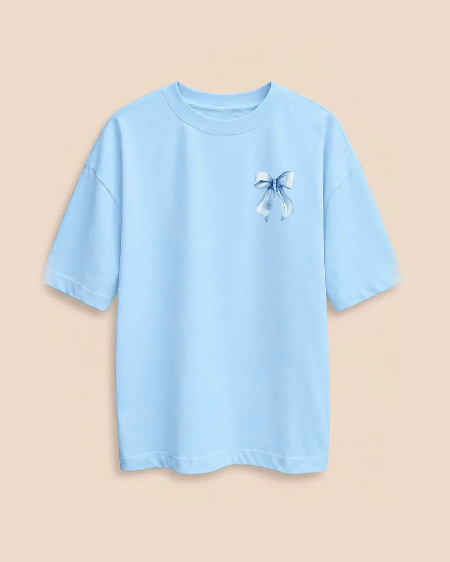 Camiseta Moño, color azul cielo, vista de frente