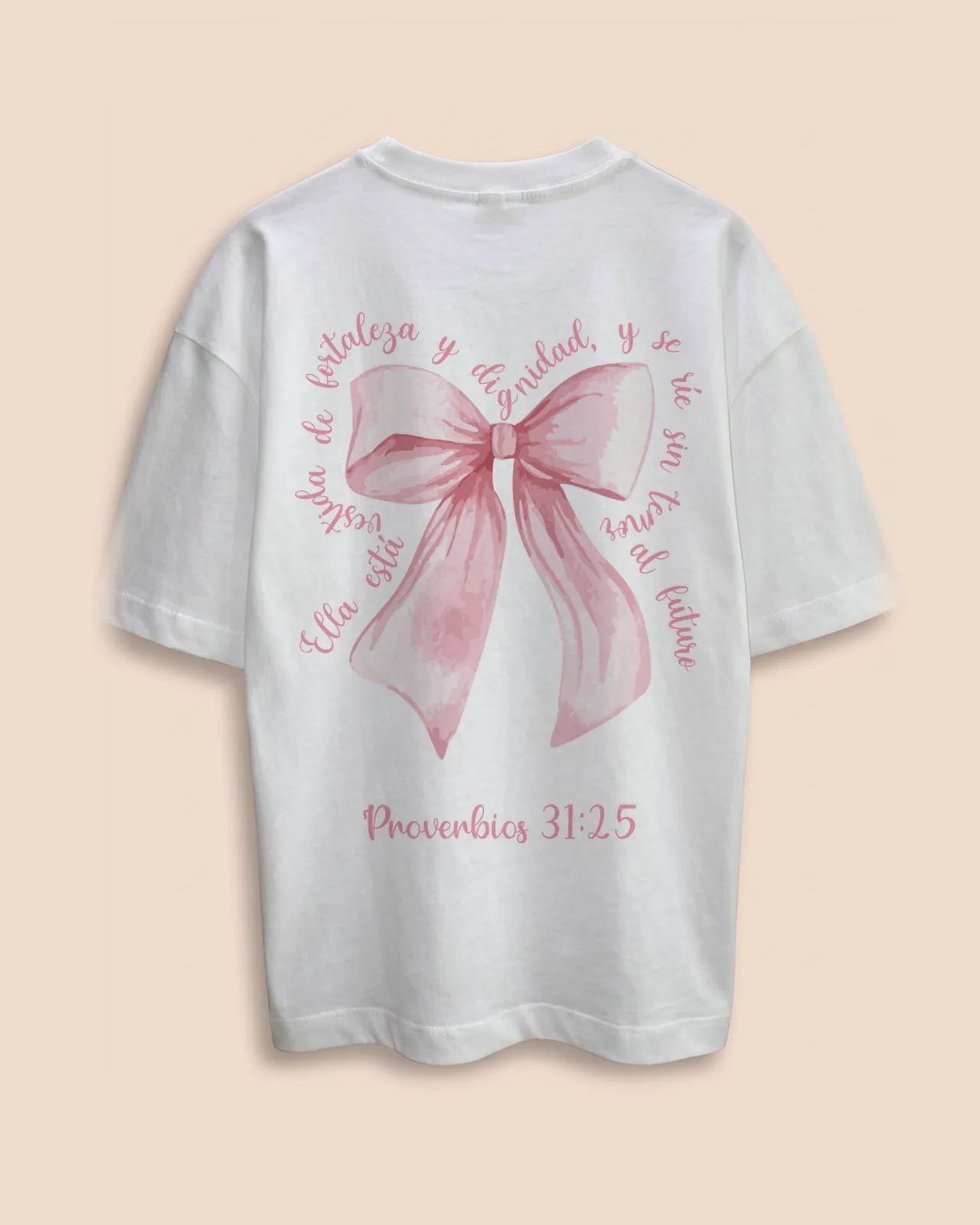 Camiseta Moño, color blanca, vista de espalda
