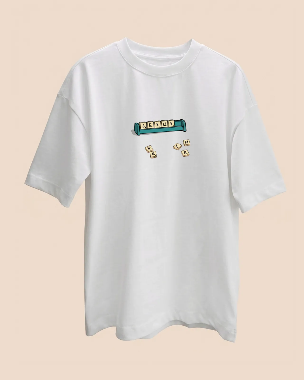 Camiseta Scrabble, color blanca, vista de frente
